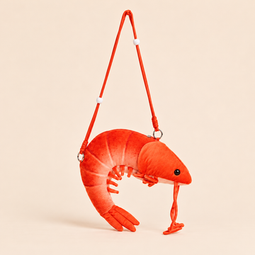 Shrimp Shape Plush Crossbody Purse