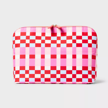 Fold-Open Dome Quilted Cosmetic Makeup Bag