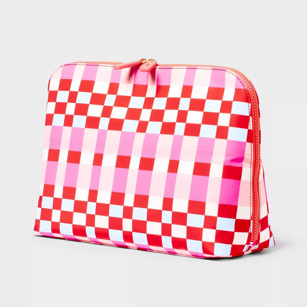 Fold-Open Dome Quilted Cosmetic Makeup Bag